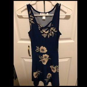 Navy Dress with Flower Pattern